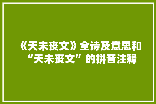《天未丧文》全诗及意思和“天未丧文”的拼音注释