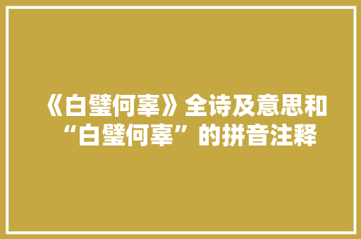 《白璧何辜》全诗及意思和“白璧何辜”的拼音注释