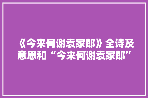 《今来何谢袁家郎》全诗及意思和“今来何谢袁家郎”的拼音注释