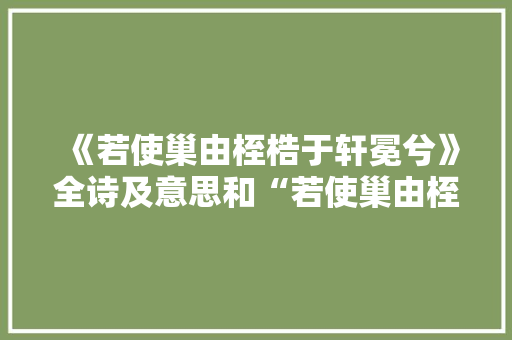 《若使巢由桎梏于轩冕兮》全诗及意思和“若使巢由桎梏于轩冕兮”的拼音注释 诗词鉴赏