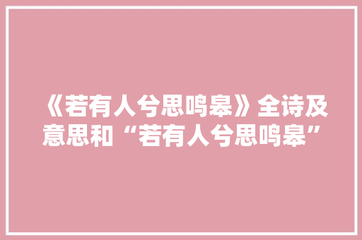 《若有人兮思鸣皋》全诗及意思和“若有人兮思鸣皋”的拼音注释