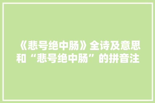 《悲号绝中肠》全诗及意思和“悲号绝中肠”的拼音注释