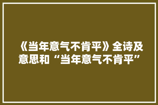 《当年意气不肯平》全诗及意思和“当年意气不肯平”的拼音注释