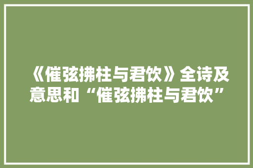 《催弦拂柱与君饮》全诗及意思和“催弦拂柱与君饮”的拼音注释