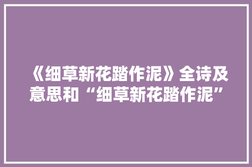 《细草新花踏作泥》全诗及意思和“细草新花踏作泥”的拼音注释