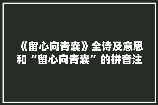 《留心向青囊》全诗及意思和“留心向青囊”的拼音注释