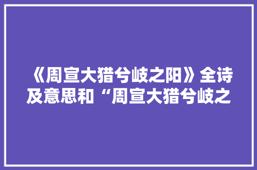 《周宣大猎兮岐之阳》全诗及意思和“周宣大猎兮岐之阳”的拼音注释