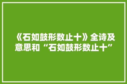 《石如鼓形数止十》全诗及意思和“石如鼓形数止十”的拼音注释