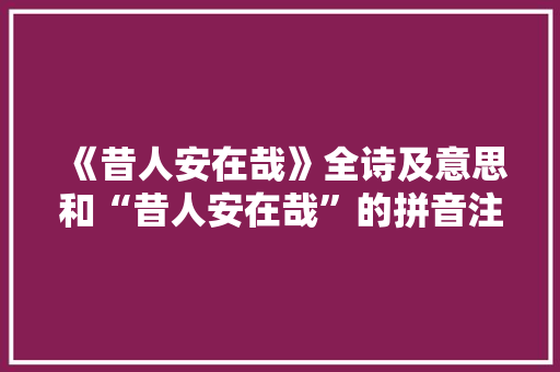 《昔人安在哉》全诗及意思和“昔人安在哉”的拼音注释
