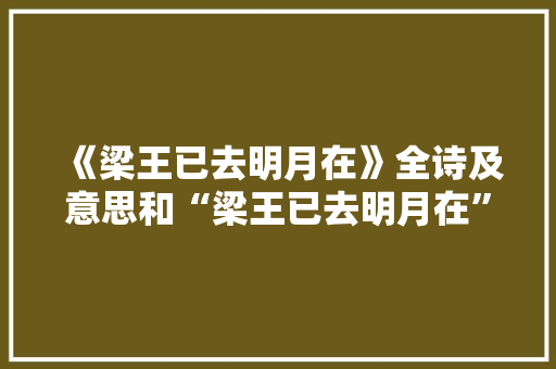 《梁王已去明月在》全诗及意思和“梁王已去明月在”的拼音注释