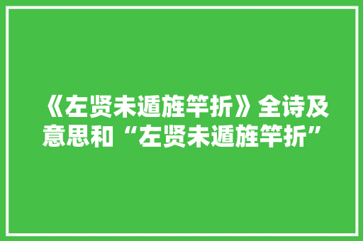 《左贤未遁旌竿折》全诗及意思和“左贤未遁旌竿折”的拼音注释