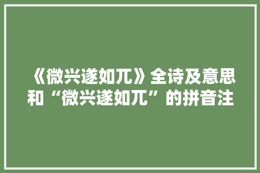 《微兴遂如兀》全诗及意思和“微兴遂如兀”的拼音注释