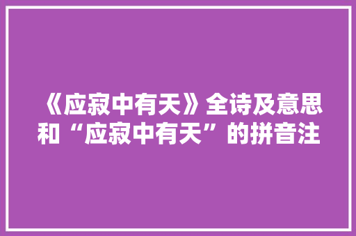 《应寂中有天》全诗及意思和“应寂中有天”的拼音注释