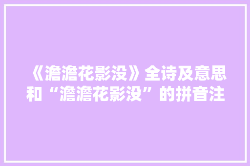 《澹澹花影没》全诗及意思和“澹澹花影没”的拼音注释