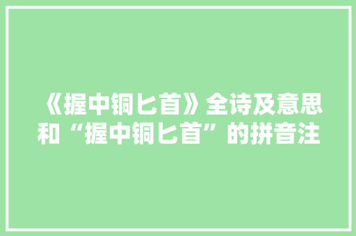 《握中铜匕首》全诗及意思和“握中铜匕首”的拼音注释