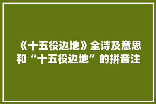 《十五役边地》全诗及意思和“十五役边地”的拼音注释