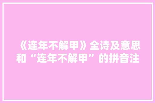 《连年不解甲》全诗及意思和“连年不解甲”的拼音注释 诗词鉴赏