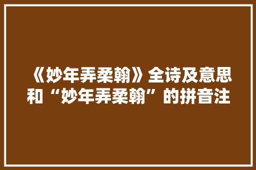 《妙年弄柔翰》全诗及意思和“妙年弄柔翰”的拼音注释 诗词鉴赏