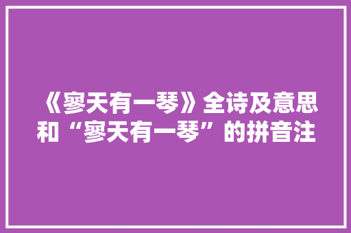 《寥天有一琴》全诗及意思和“寥天有一琴”的拼音注释 诗词鉴赏