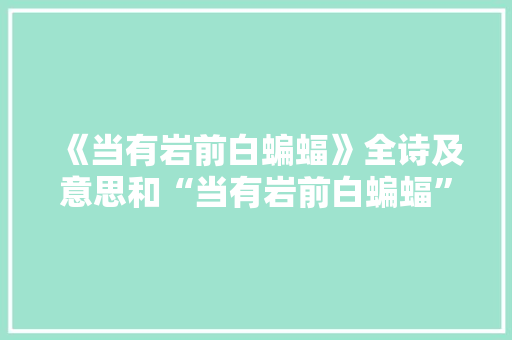 《当有岩前白蝙蝠》全诗及意思和“当有岩前白蝙蝠”的拼音注释 诗词鉴赏