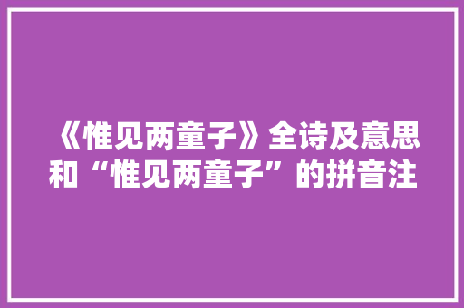 《惟见两童子》全诗及意思和“惟见两童子”的拼音注释