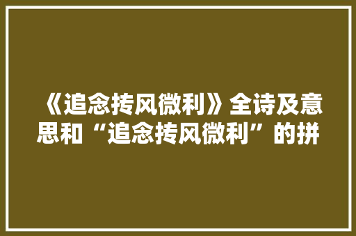 《追念抟风微利》全诗及意思和“追念抟风微利”的拼音注释