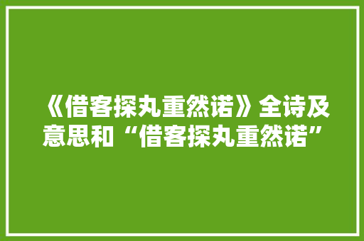 《借客探丸重然诺》全诗及意思和“借客探丸重然诺”的拼音注释 诗词鉴赏