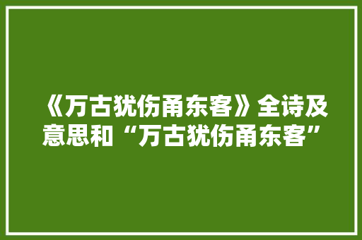 《万古犹伤甬东客》全诗及意思和“万古犹伤甬东客”的拼音注释