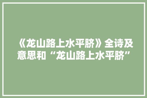 《龙山路上水平脐》全诗及意思和“龙山路上水平脐”的拼音注释