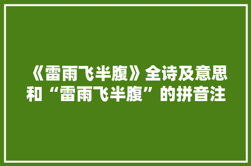 《雷雨飞半腹》全诗及意思和“雷雨飞半腹”的拼音注释 诗词鉴赏