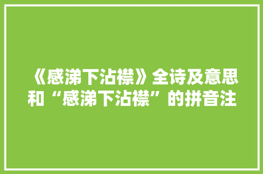 《感涕下沾襟》全诗及意思和“感涕下沾襟”的拼音注释
