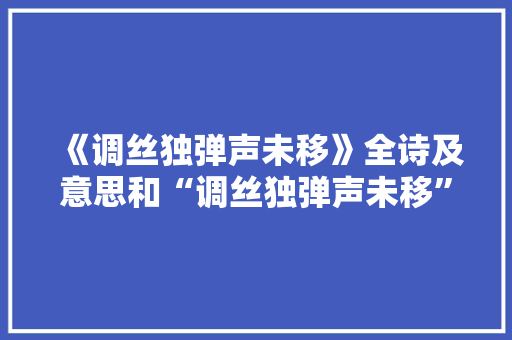 《调丝独弹声未移》全诗及意思和“调丝独弹声未移”的拼音注释