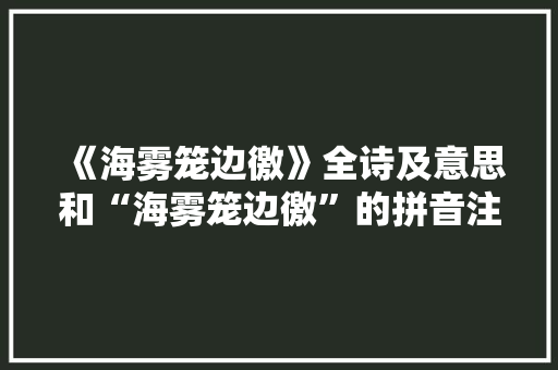 《海雾笼边徼》全诗及意思和“海雾笼边徼”的拼音注释