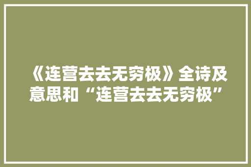 《连营去去无穷极》全诗及意思和“连营去去无穷极”的拼音注释