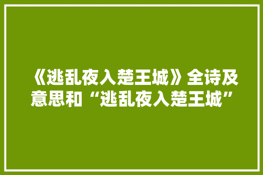 《逃乱夜入楚王城》全诗及意思和“逃乱夜入楚王城”的拼音注释
