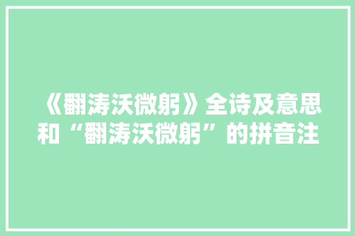 《翻涛沃微躬》全诗及意思和“翻涛沃微躬”的拼音注释 诗词鉴赏