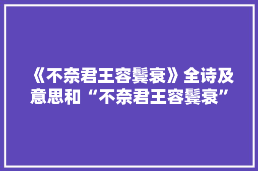 《不奈君王容鬓衰》全诗及意思和“不奈君王容鬓衰”的拼音注释