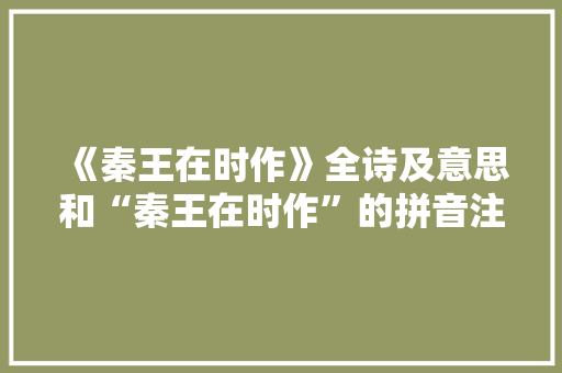 《秦王在时作》全诗及意思和“秦王在时作”的拼音注释