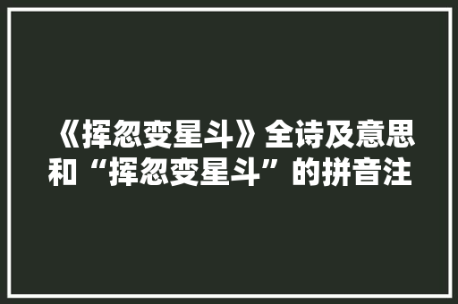 《挥忽变星斗》全诗及意思和“挥忽变星斗”的拼音注释
