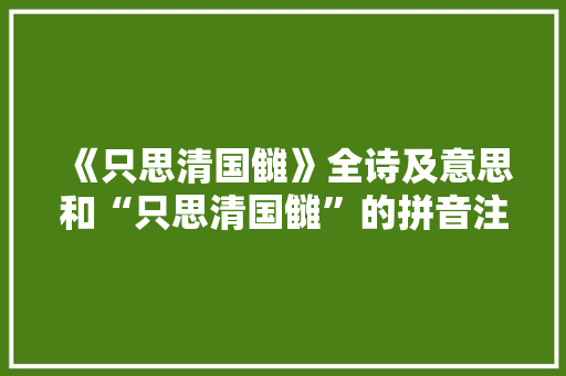 《只思清国雠》全诗及意思和“只思清国雠”的拼音注释