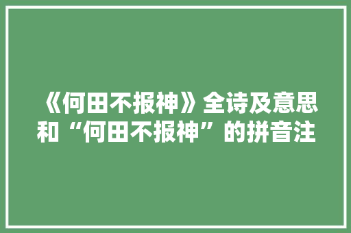 《何田不报神》全诗及意思和“何田不报神”的拼音注释