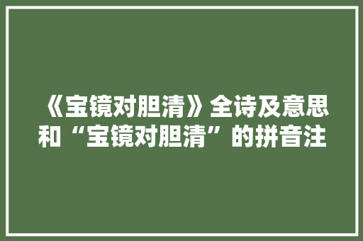 《宝镜对胆清》全诗及意思和“宝镜对胆清”的拼音注释 诗词鉴赏