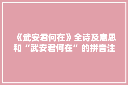 《武安君何在》全诗及意思和“武安君何在”的拼音注释