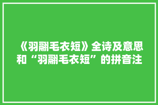 《羽翮毛衣短》全诗及意思和“羽翮毛衣短”的拼音注释