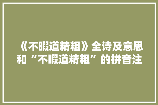 《不暇道精粗》全诗及意思和“不暇道精粗”的拼音注释 诗词鉴赏