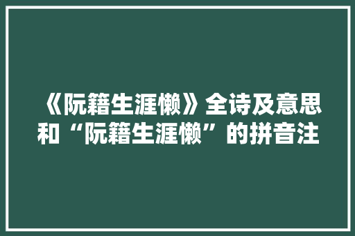 《阮籍生涯懒》全诗及意思和“阮籍生涯懒”的拼音注释