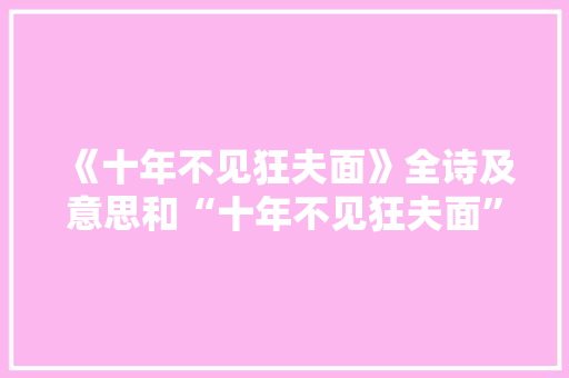 《十年不见狂夫面》全诗及意思和“十年不见狂夫面”的拼音注释