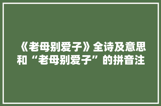 《老母别爱子》全诗及意思和“老母别爱子”的拼音注释