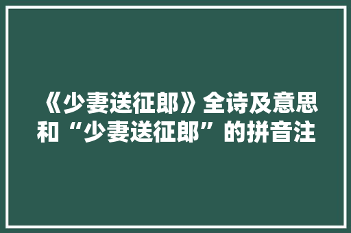 《少妻送征郎》全诗及意思和“少妻送征郎”的拼音注释