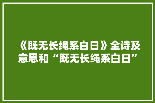 《既无长绳系白日》全诗及意思和“既无长绳系白日”的拼音注释 诗词鉴赏